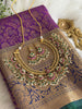 Premium Jadau Necklace with Snake Chain