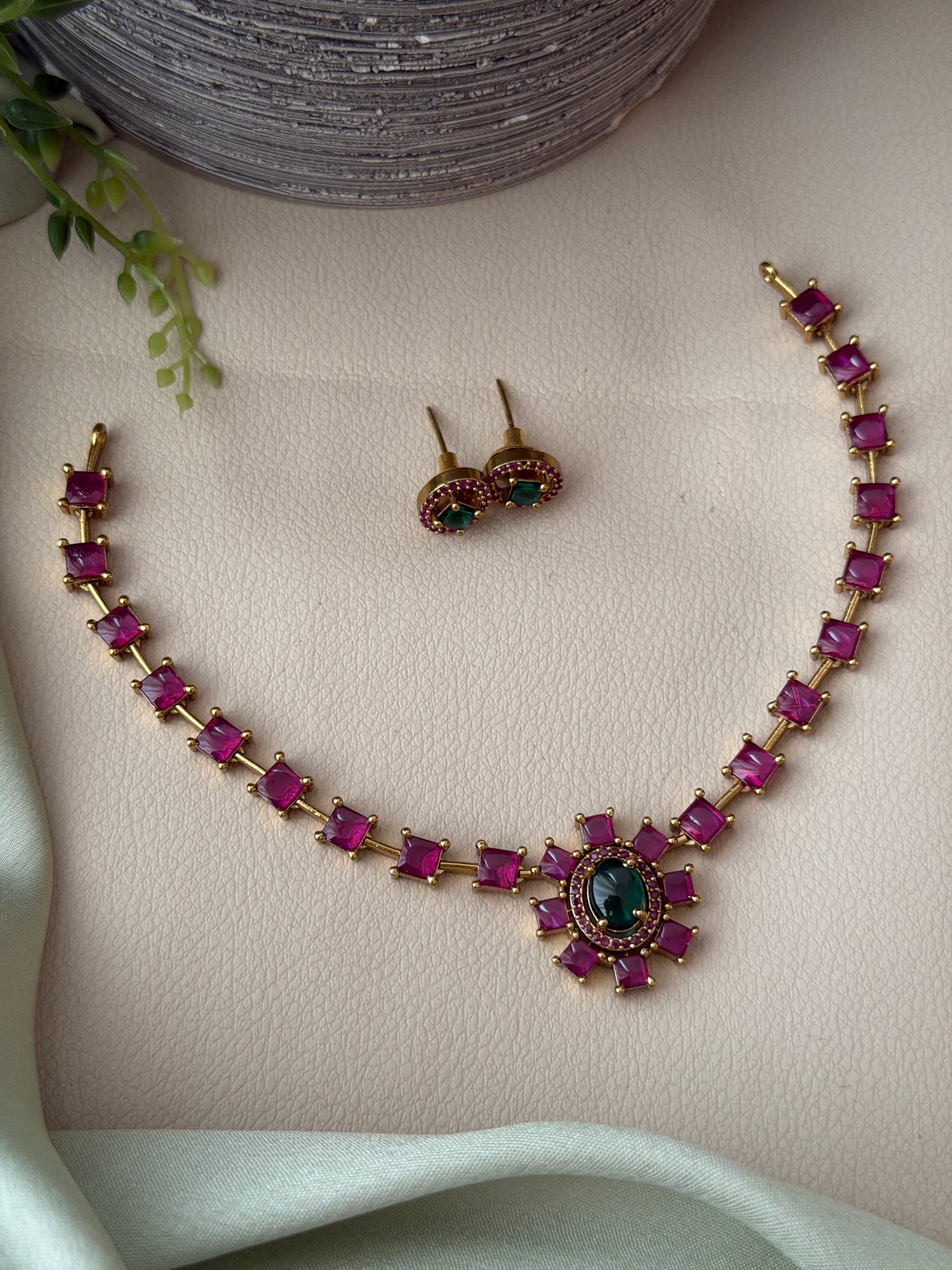 Square Ruby Flexi Necklace