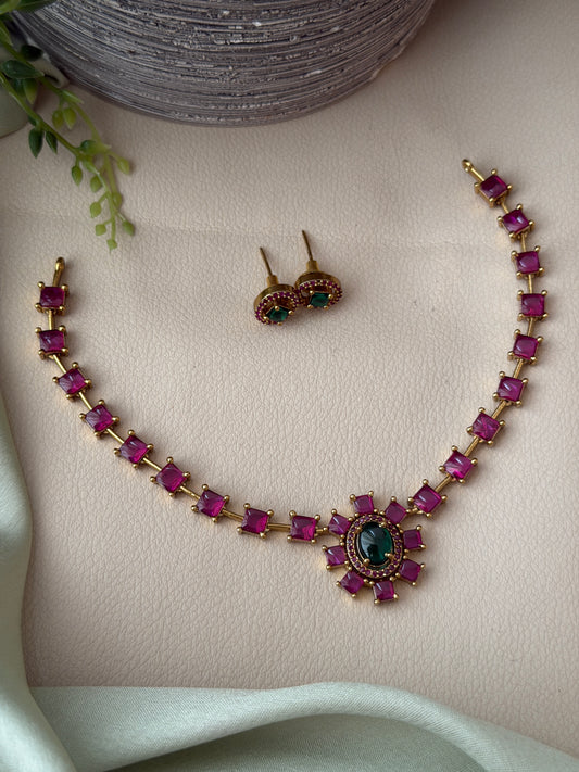 Square Ruby Flexi Necklace