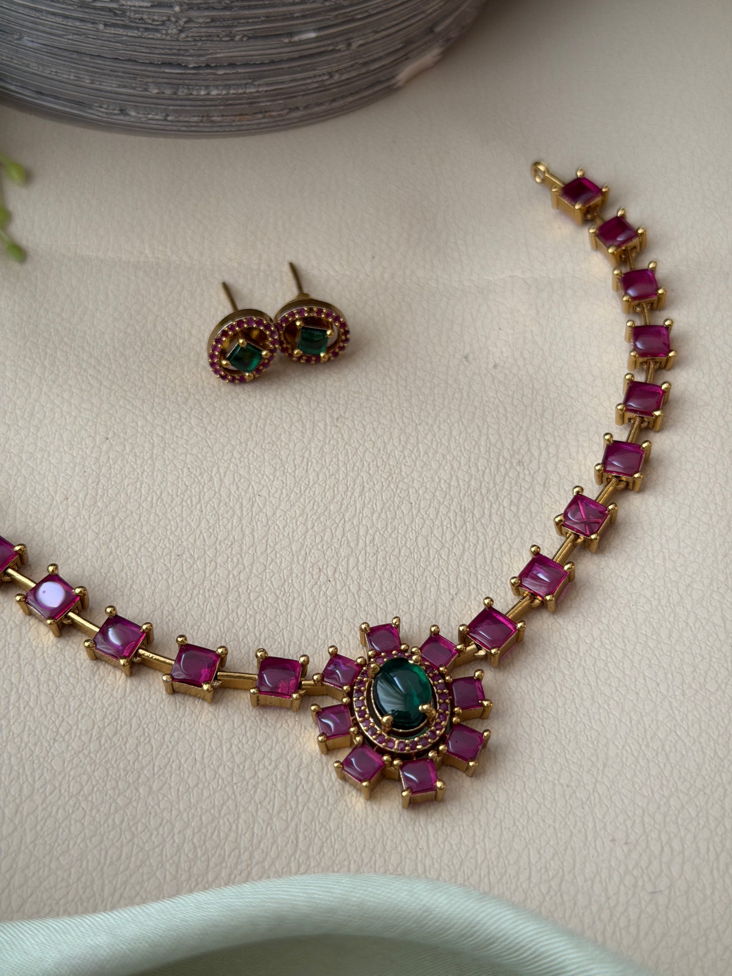 Square Ruby Flexi Necklace