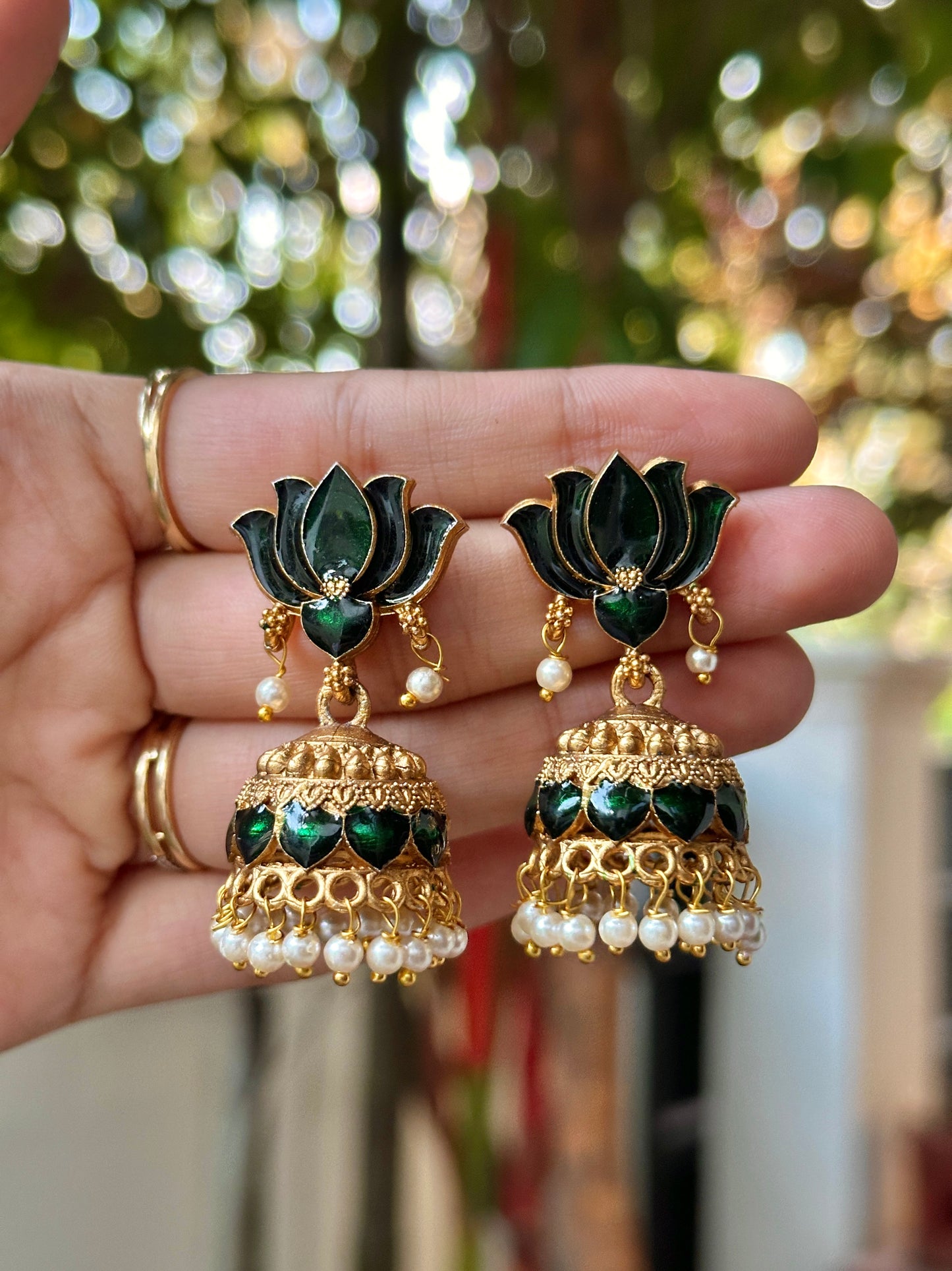 Enamel Tamarai Jhumkas