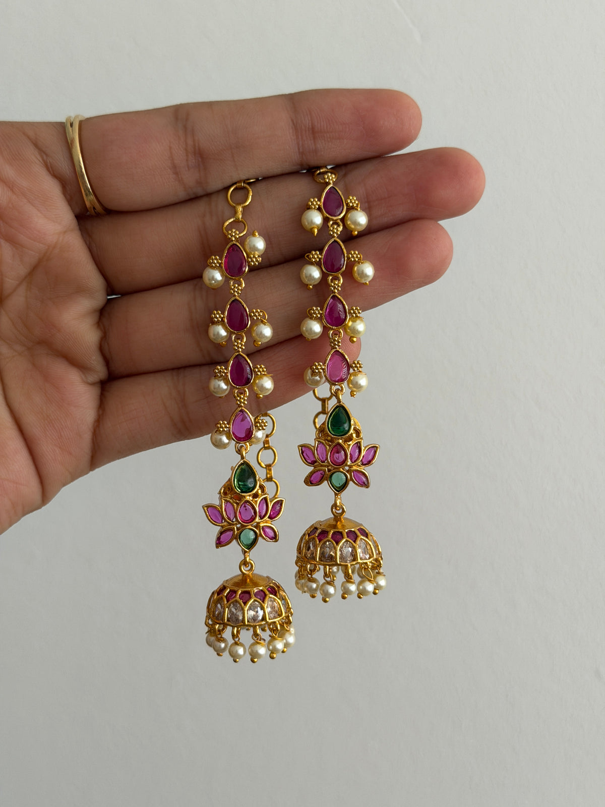 Pure Kempu Jhumka with Mattal