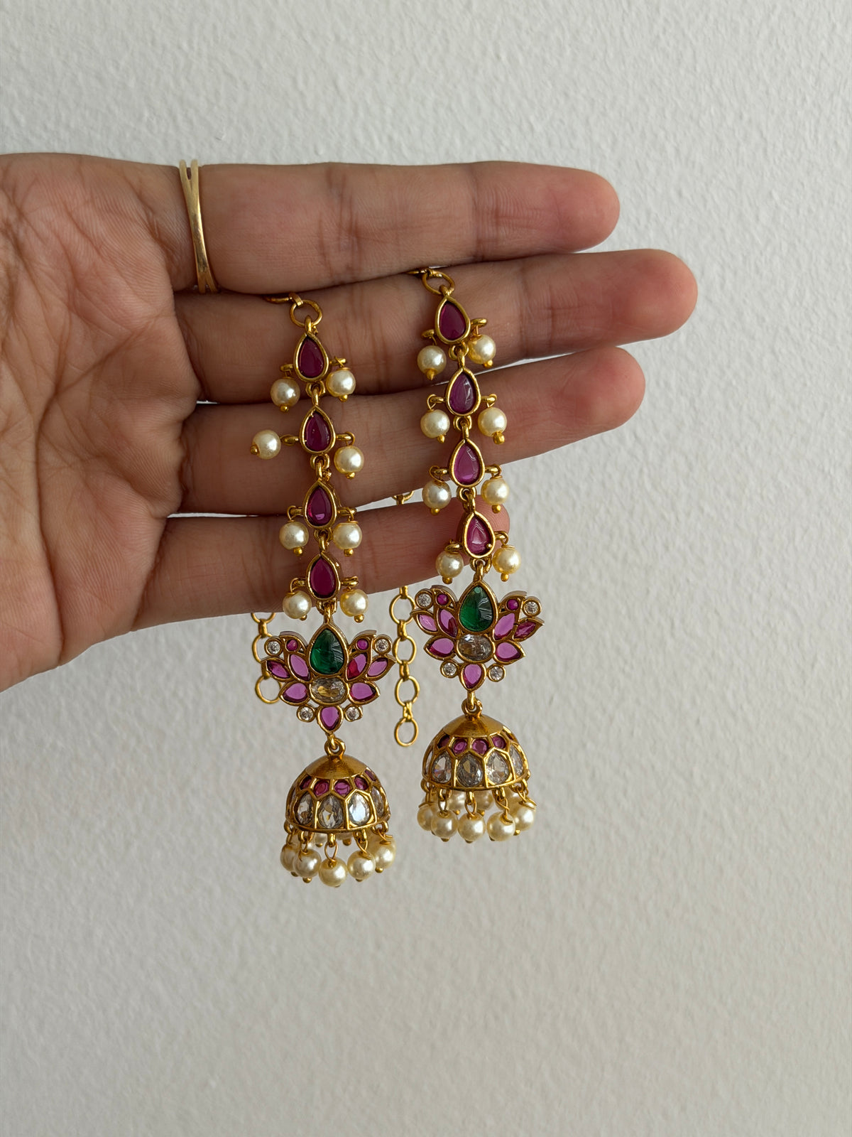 Pure Kempu Jhumka with Mattal