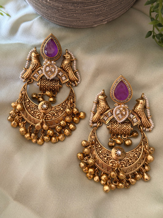 Doublet stone ghungroo Earrings