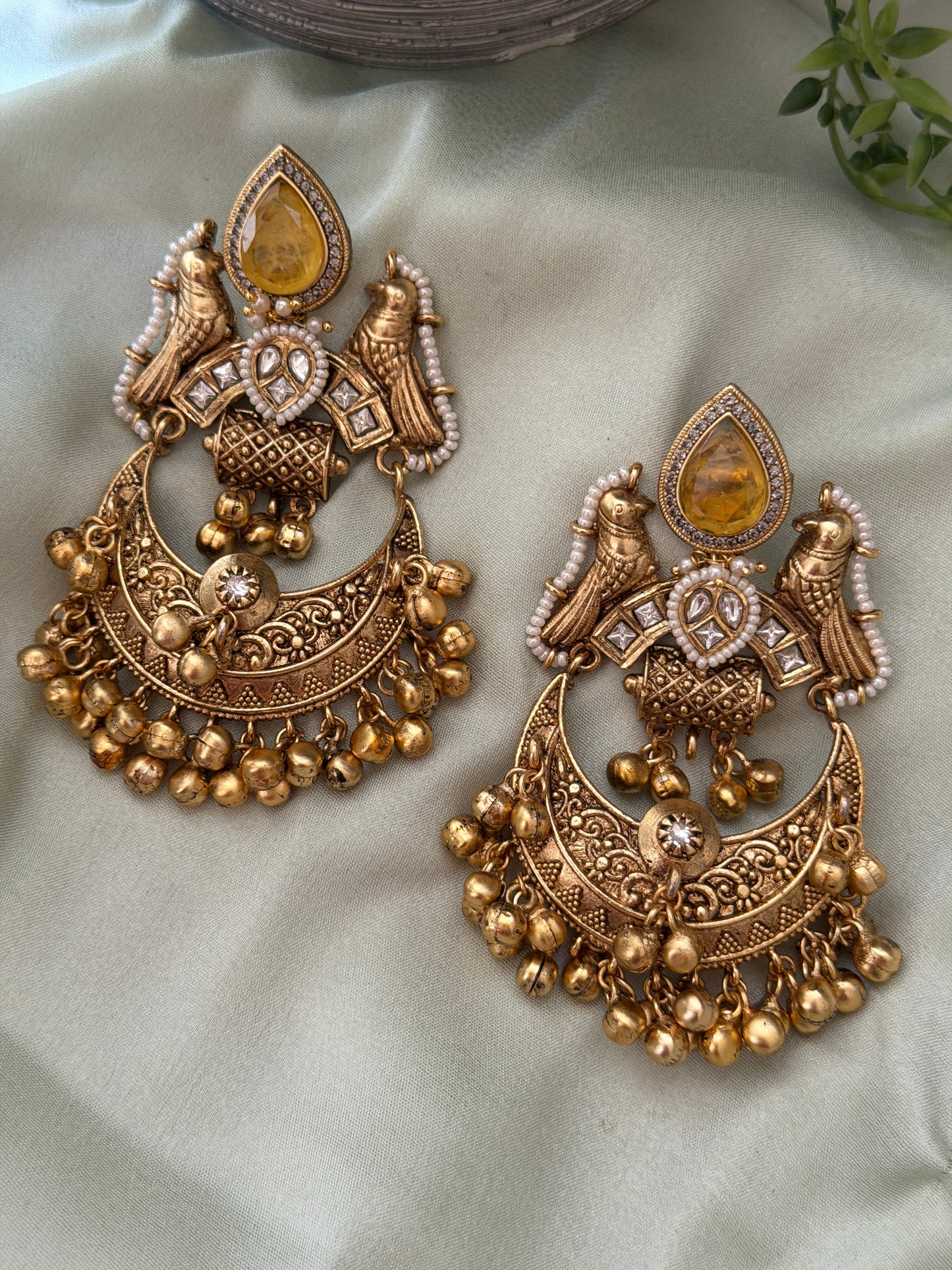 Doublet stone ghungroo Earrings