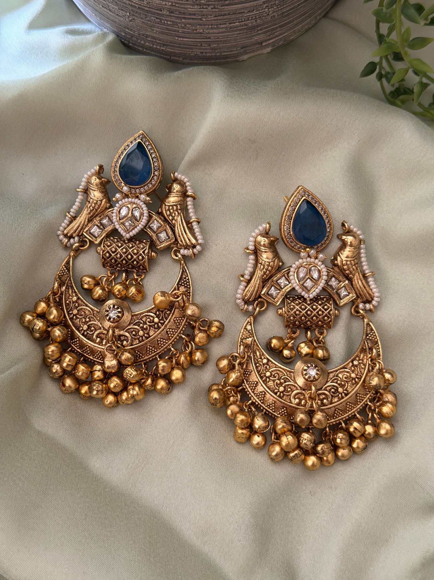 Doublet stone ghungroo Earrings