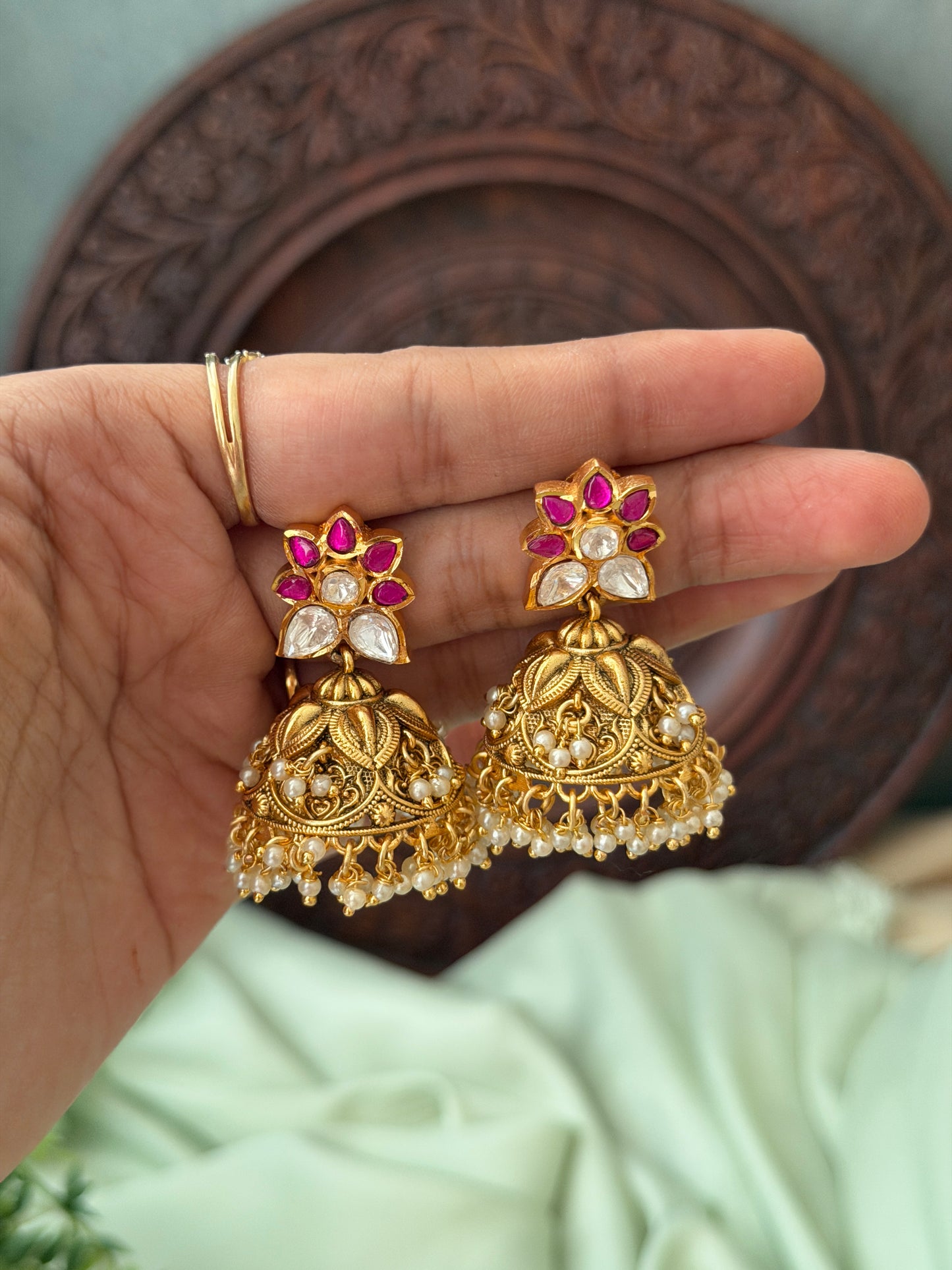 Jadau Stone Gold Jhumkas