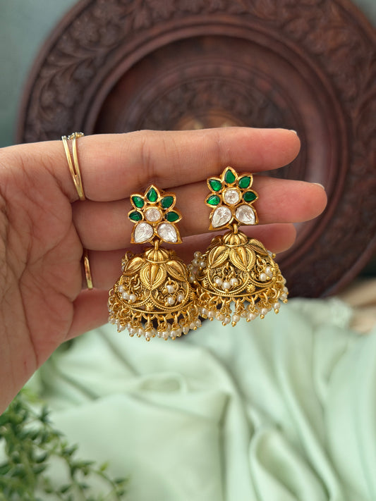Jadau Stone Gold Jhumkas