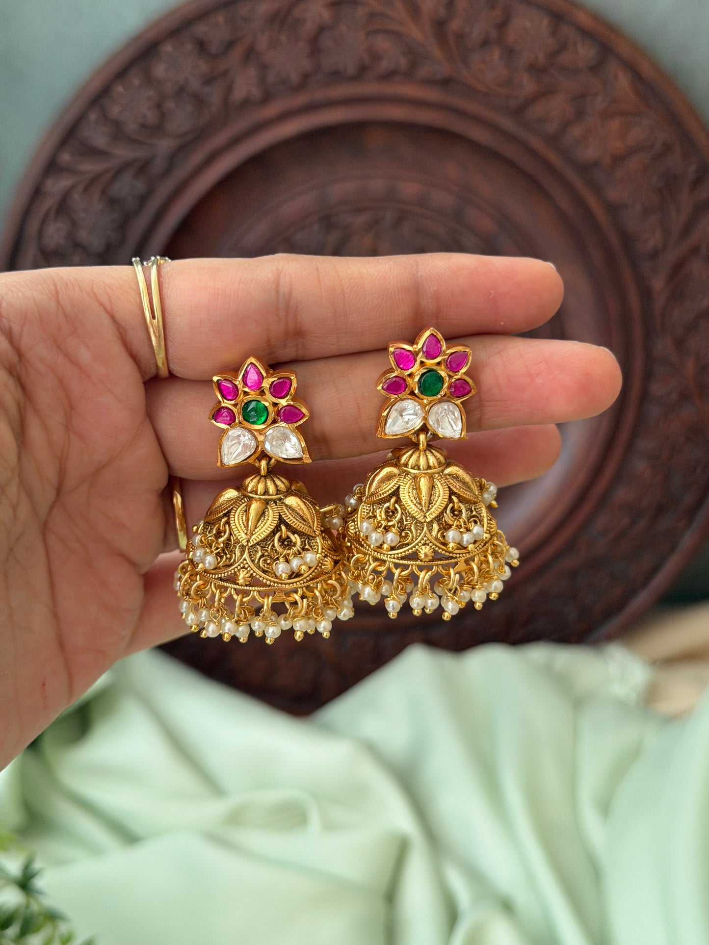 Jadau Stone Gold Jhumkas