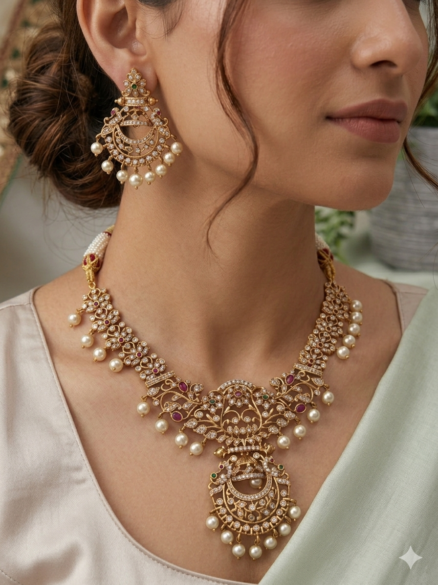 AD Pearl Bell Necklace