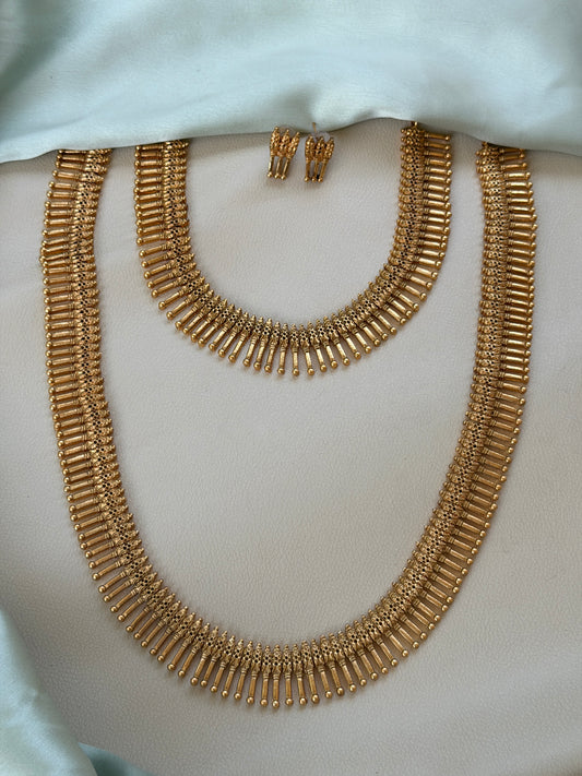 Matte Gold Mullamottu Maala Bridal Combo