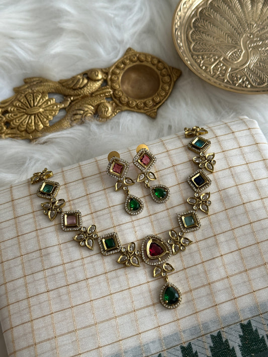 Gold plated Navaratna Necklace