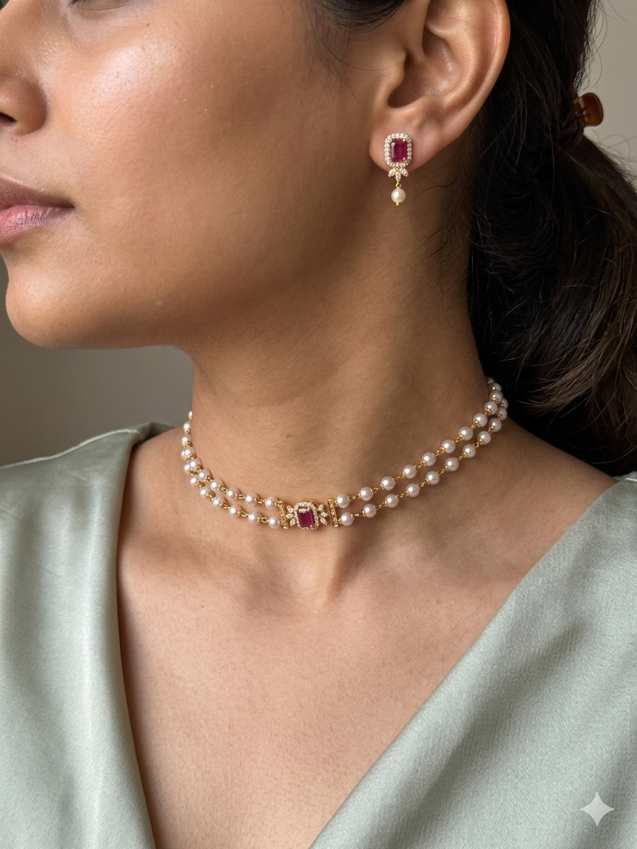 Alia Inspired Pearl Choker