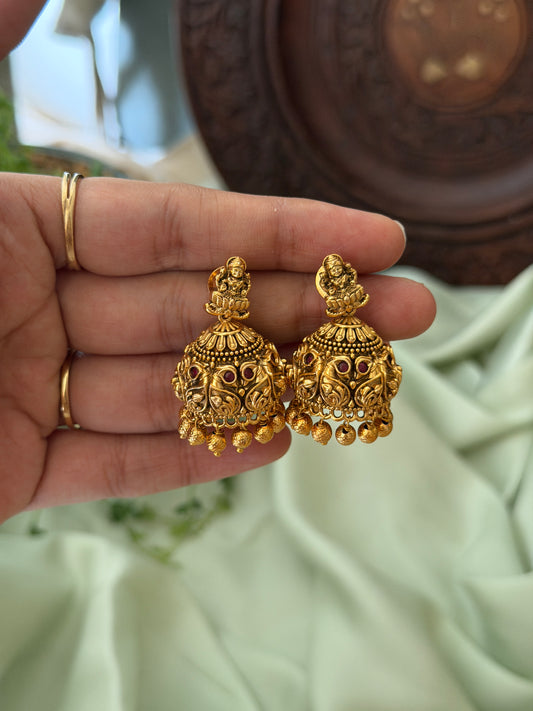Gold Replica Nakshi Jhumkas