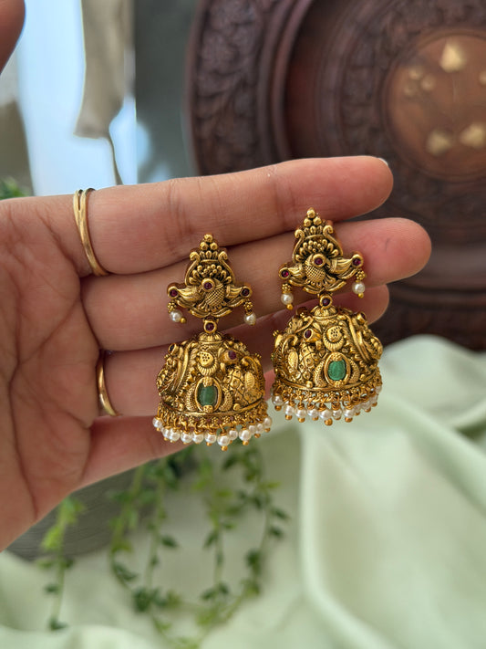 Emerald Nakshi Jhumkas