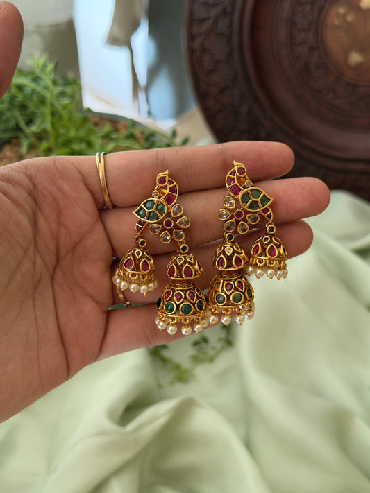 Peacock Tri Jhumkas