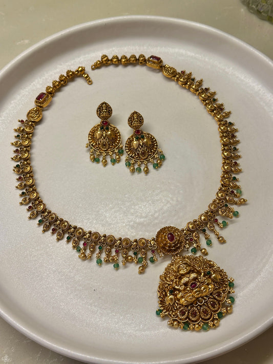 Geethanjali Gold Replica Haaram with pastel beads