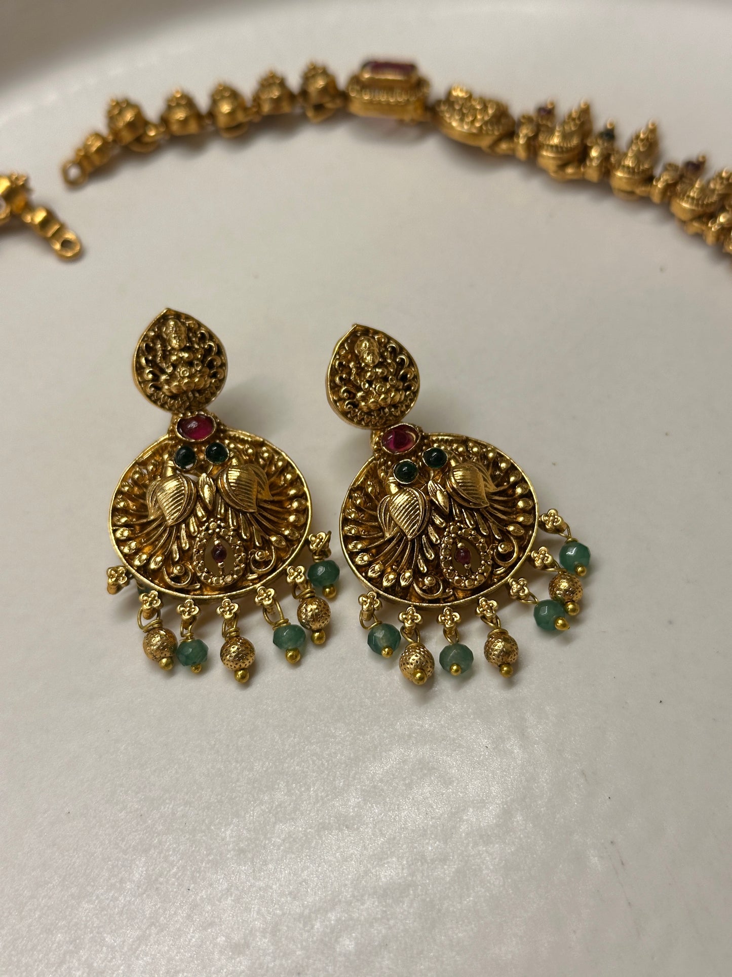 Geethanjali Gold Replica Haaram with pastel beads