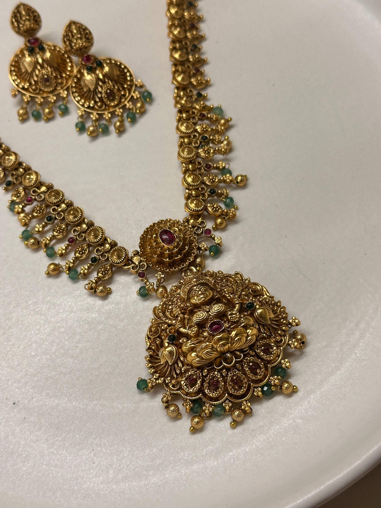 Geethanjali Gold Replica Haaram with pastel beads