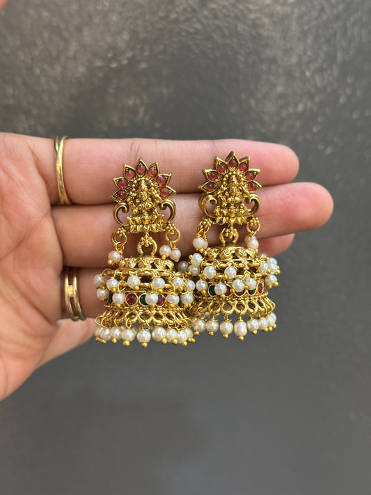 Saraswathi Beaded Jhumkas