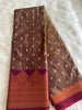 Ashy Brown Semi Silk Saree