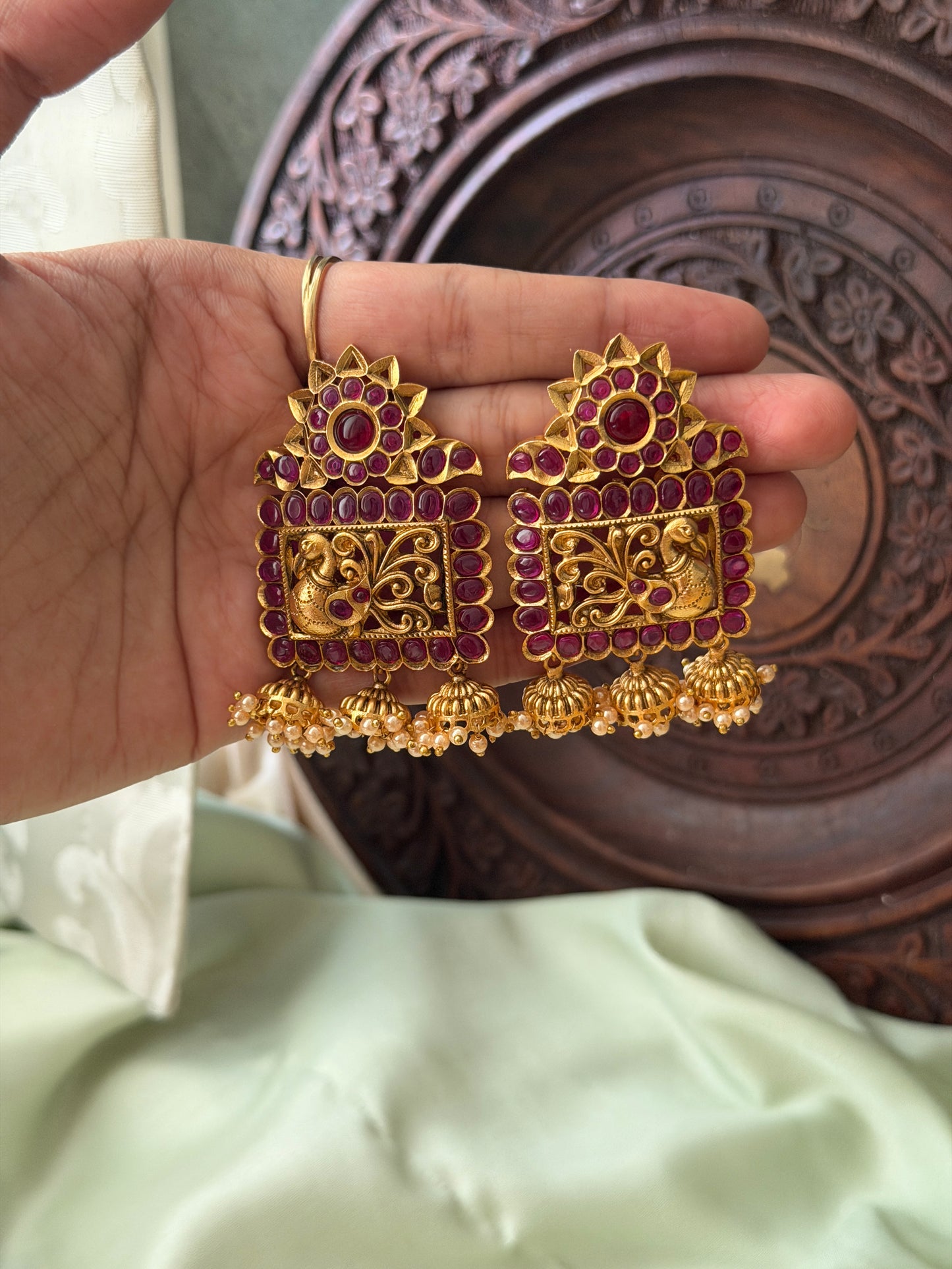 Square Azure Kempu Earrings