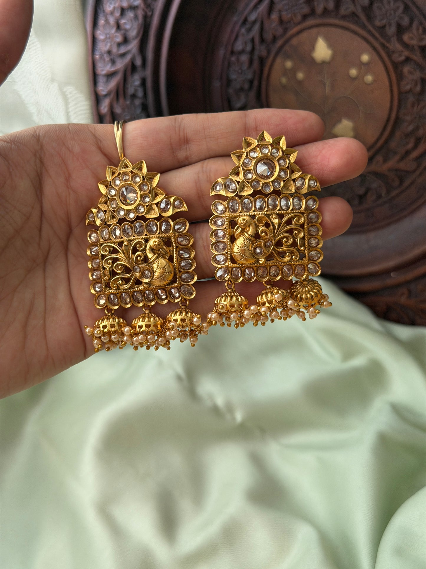 Square Azure Kempu Earrings