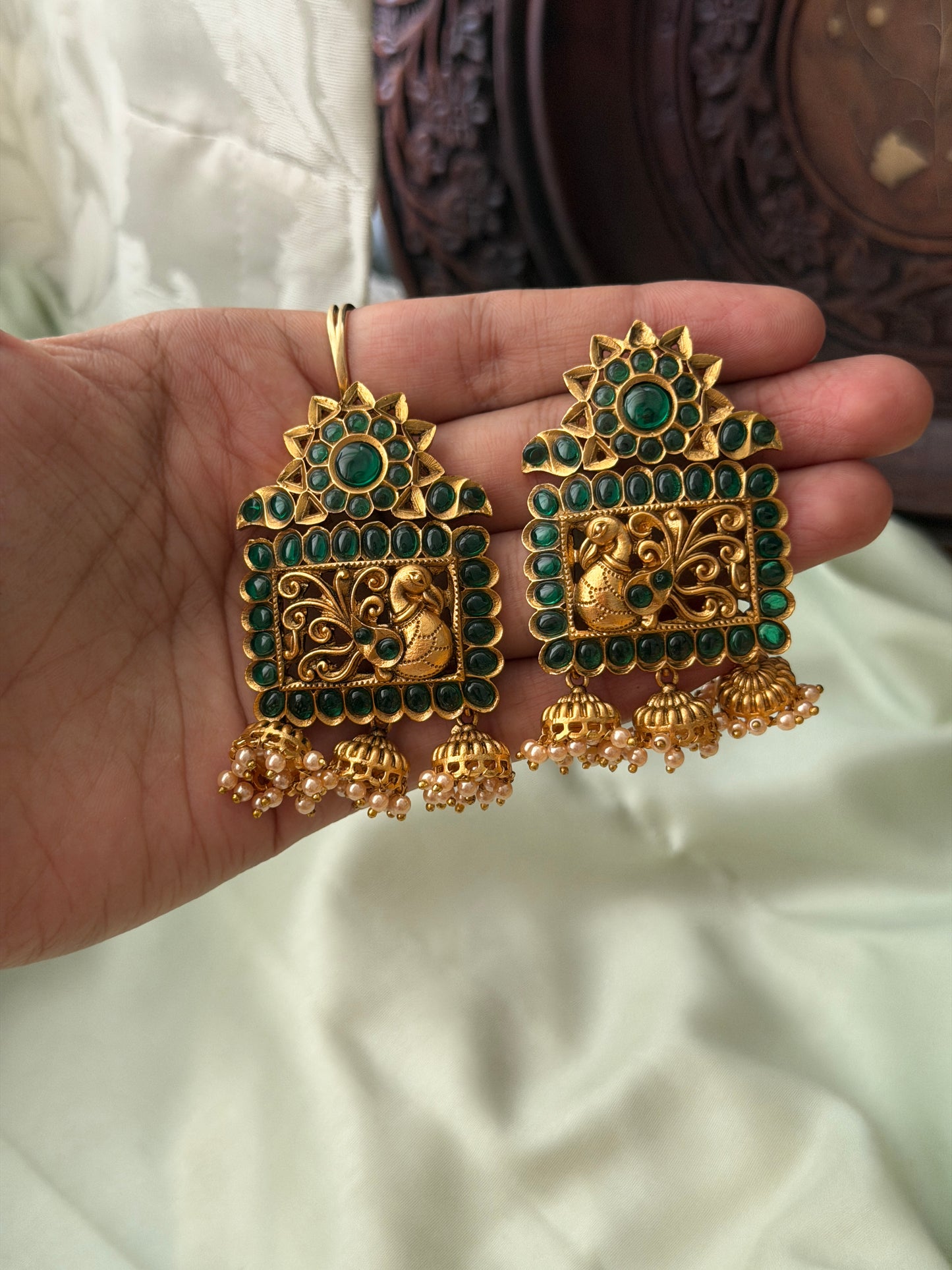 Square Azure Kempu Earrings