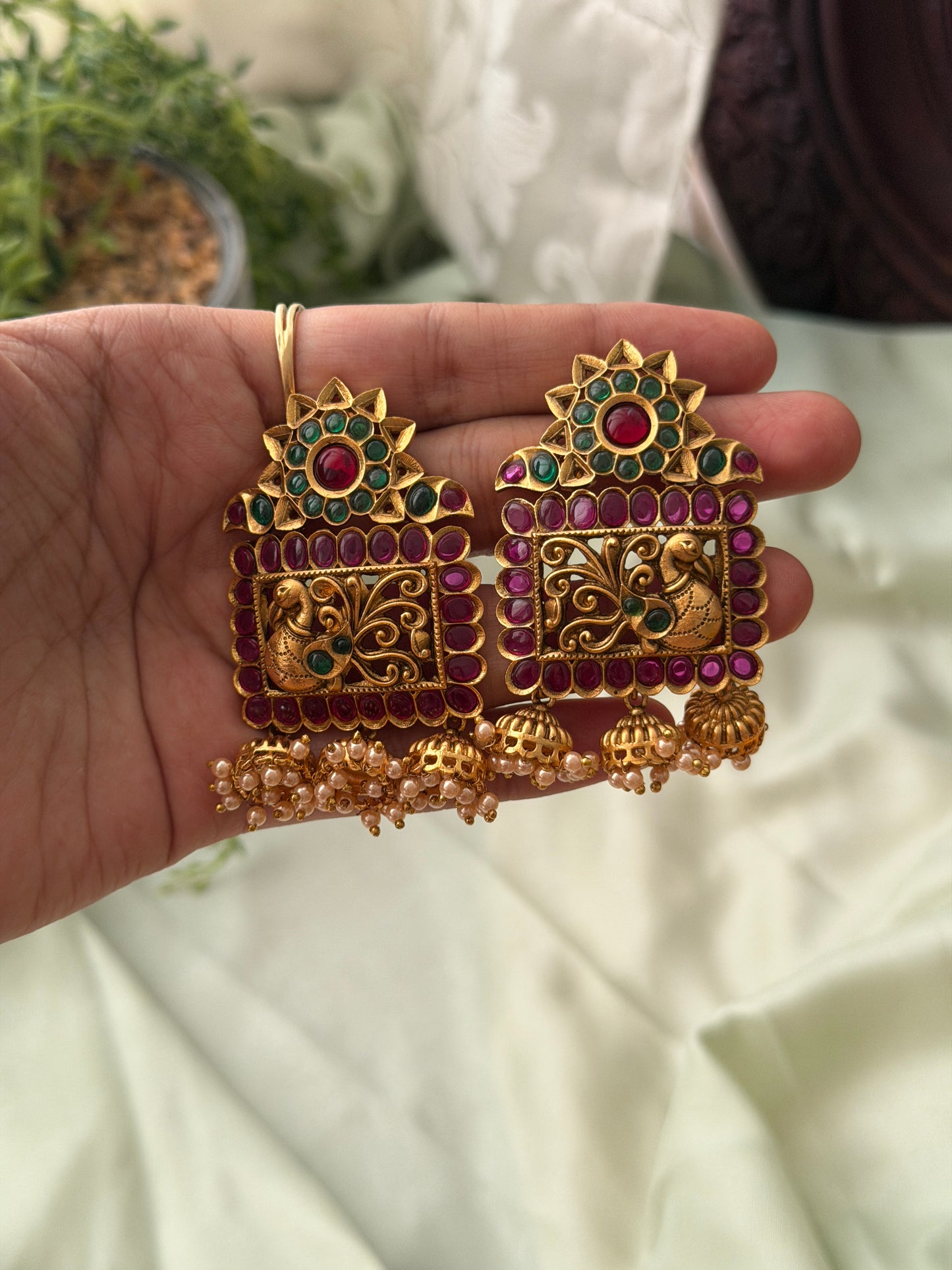 Square Azure Kempu Earrings