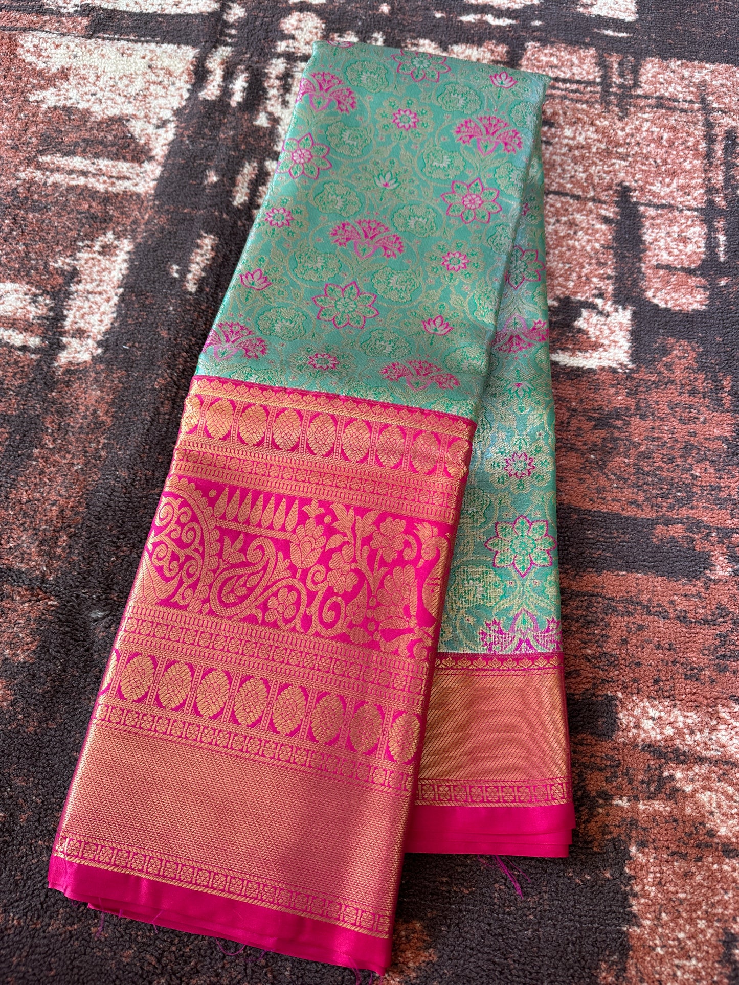 Tiffany Blue Tissue Silk Saree