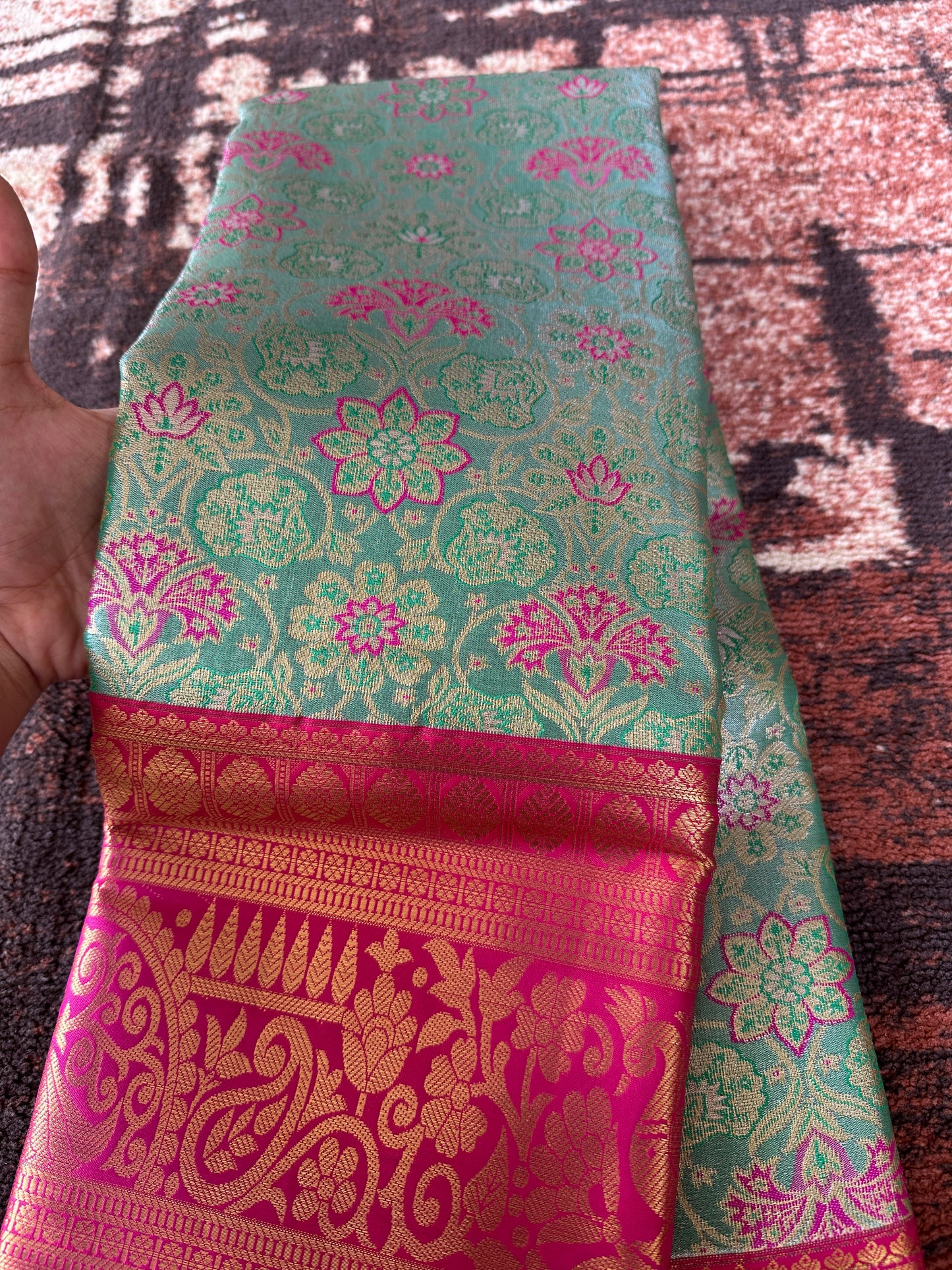Tiffany Blue Tissue Silk Saree