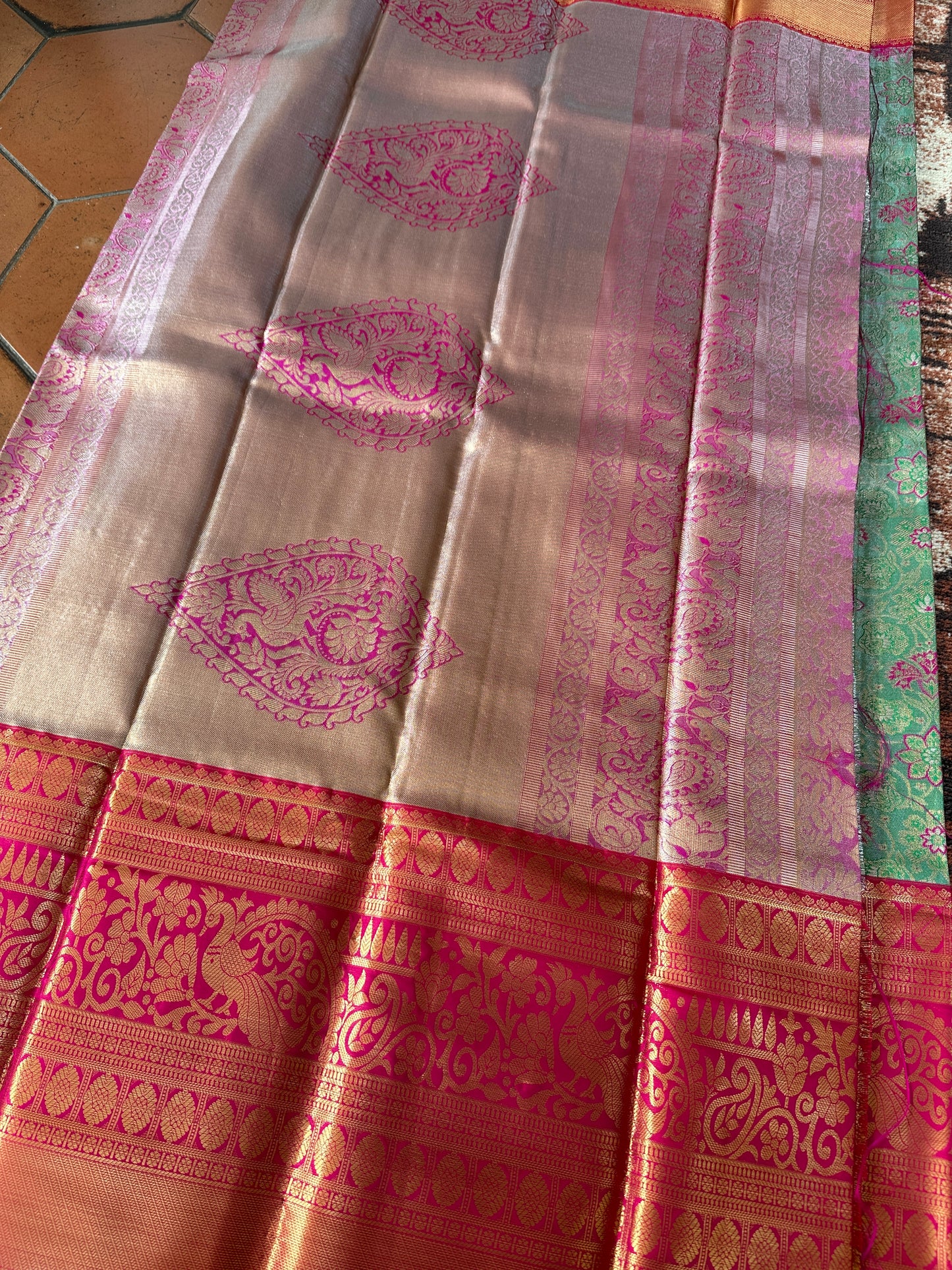Tiffany Blue Tissue Silk Saree