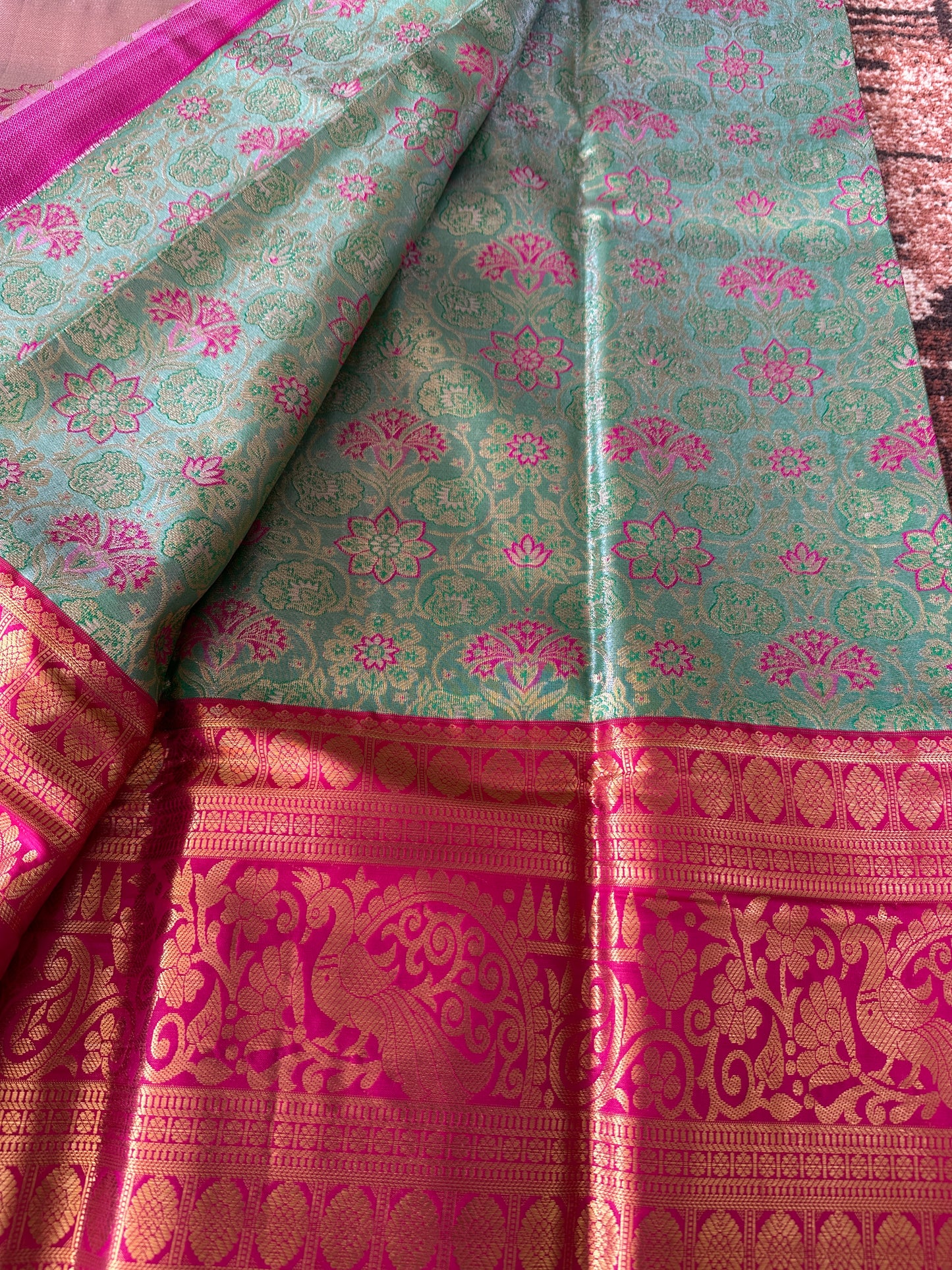 Tiffany Blue Tissue Silk Saree