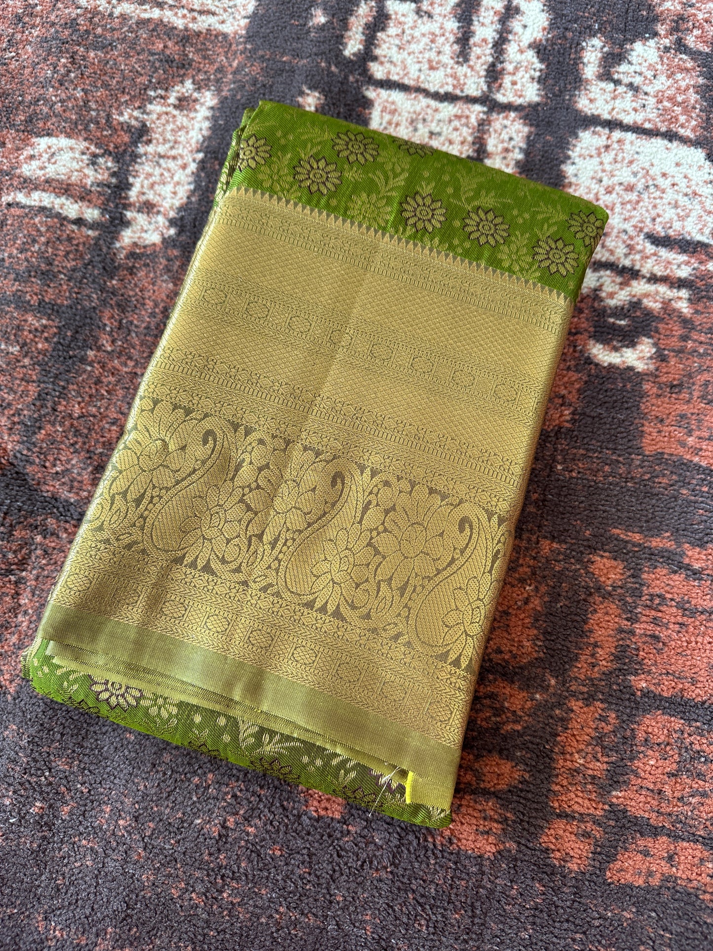 Bottle Green Sunflower Tissue Silk Saree