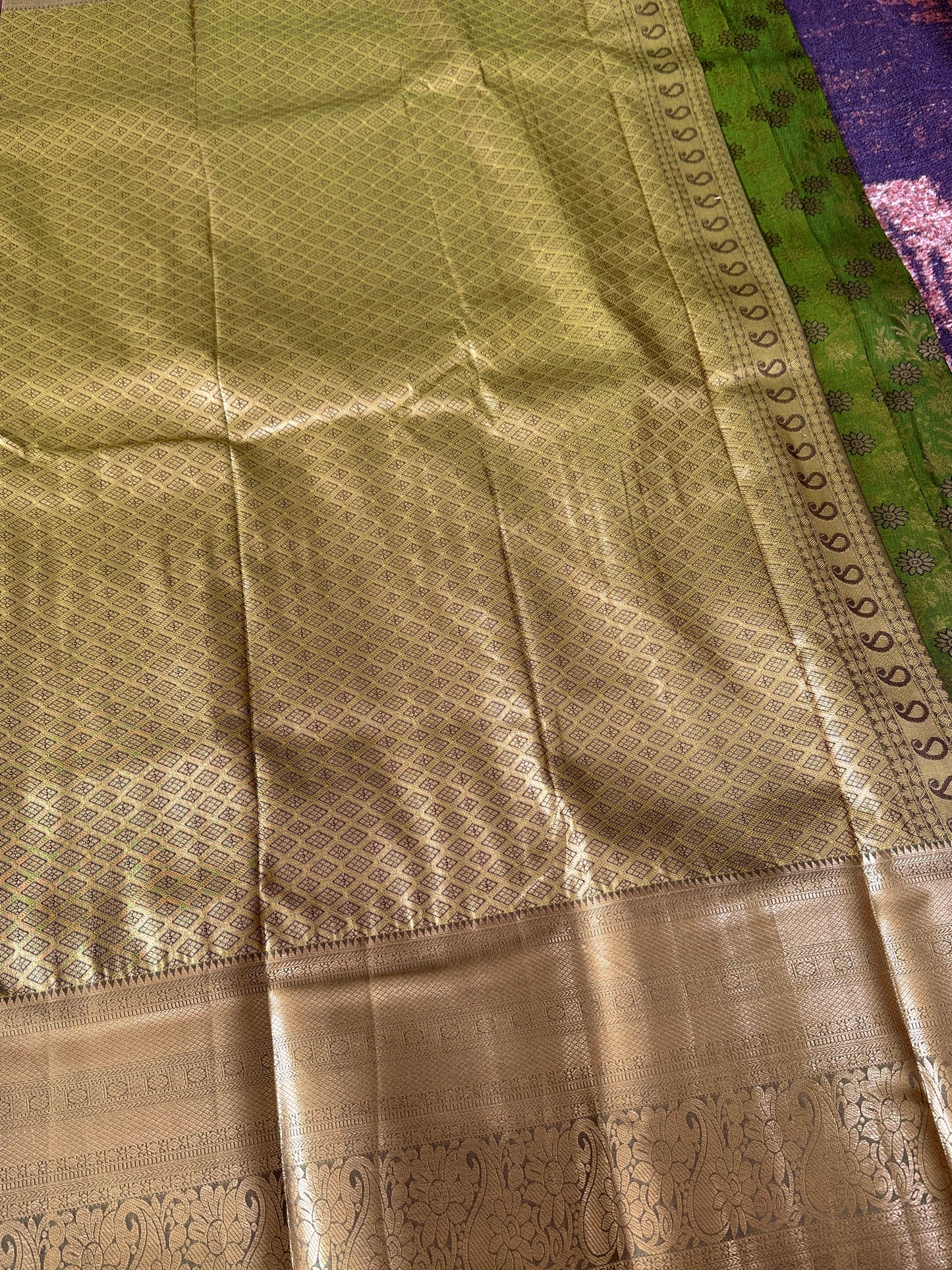 Bottle Green Sunflower Tissue Silk Saree