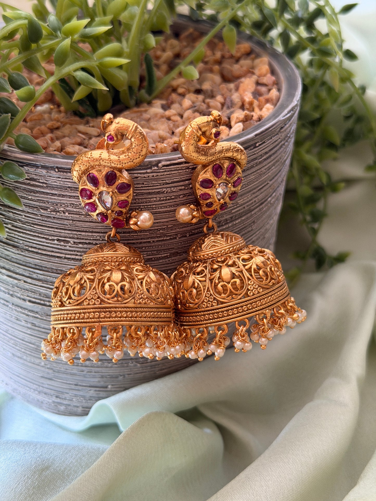 Lavanya Peacock Jhumkas