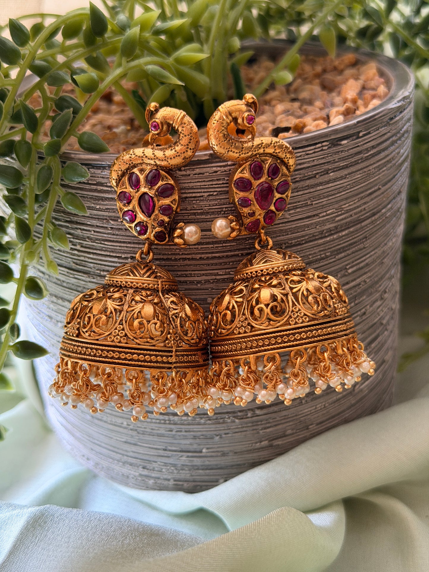 Lavanya Peacock Jhumkas
