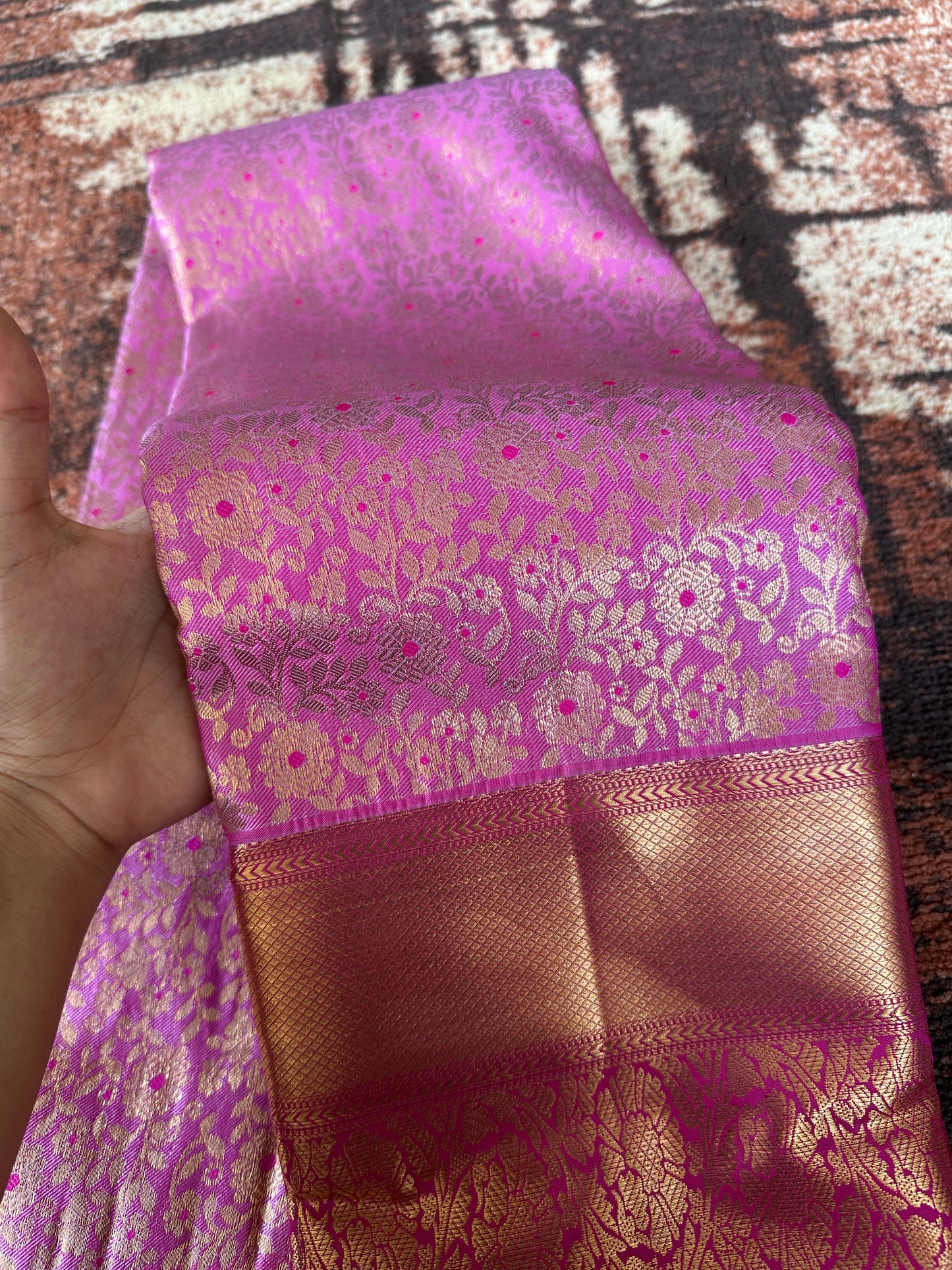 Taffy Pink Tissue Silk Saree
