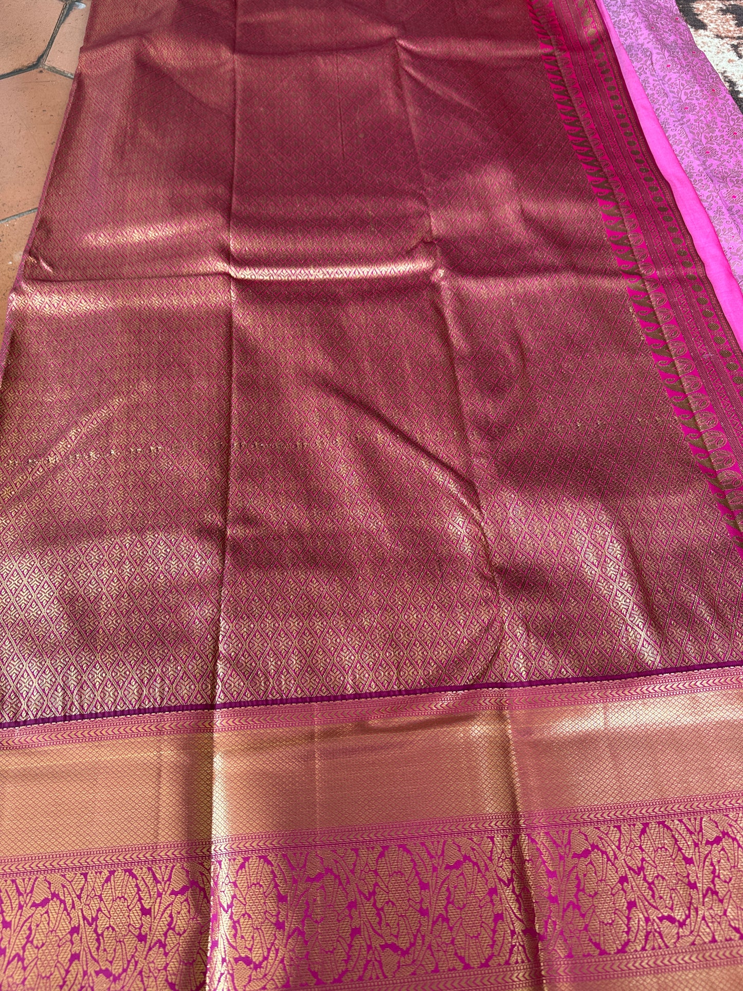 Taffy Pink Tissue Silk Saree