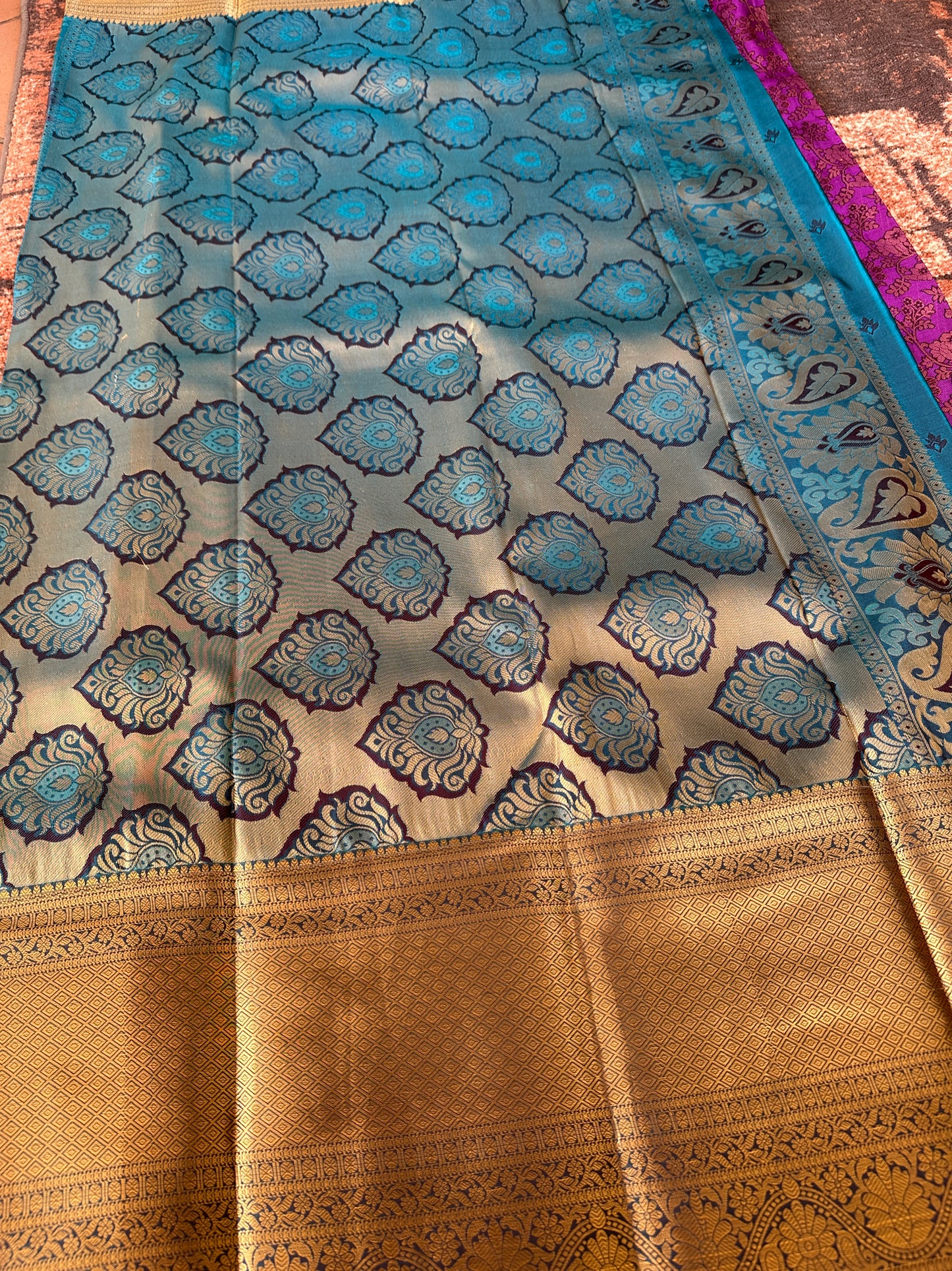 Violet Floral Tissue Silk Saree