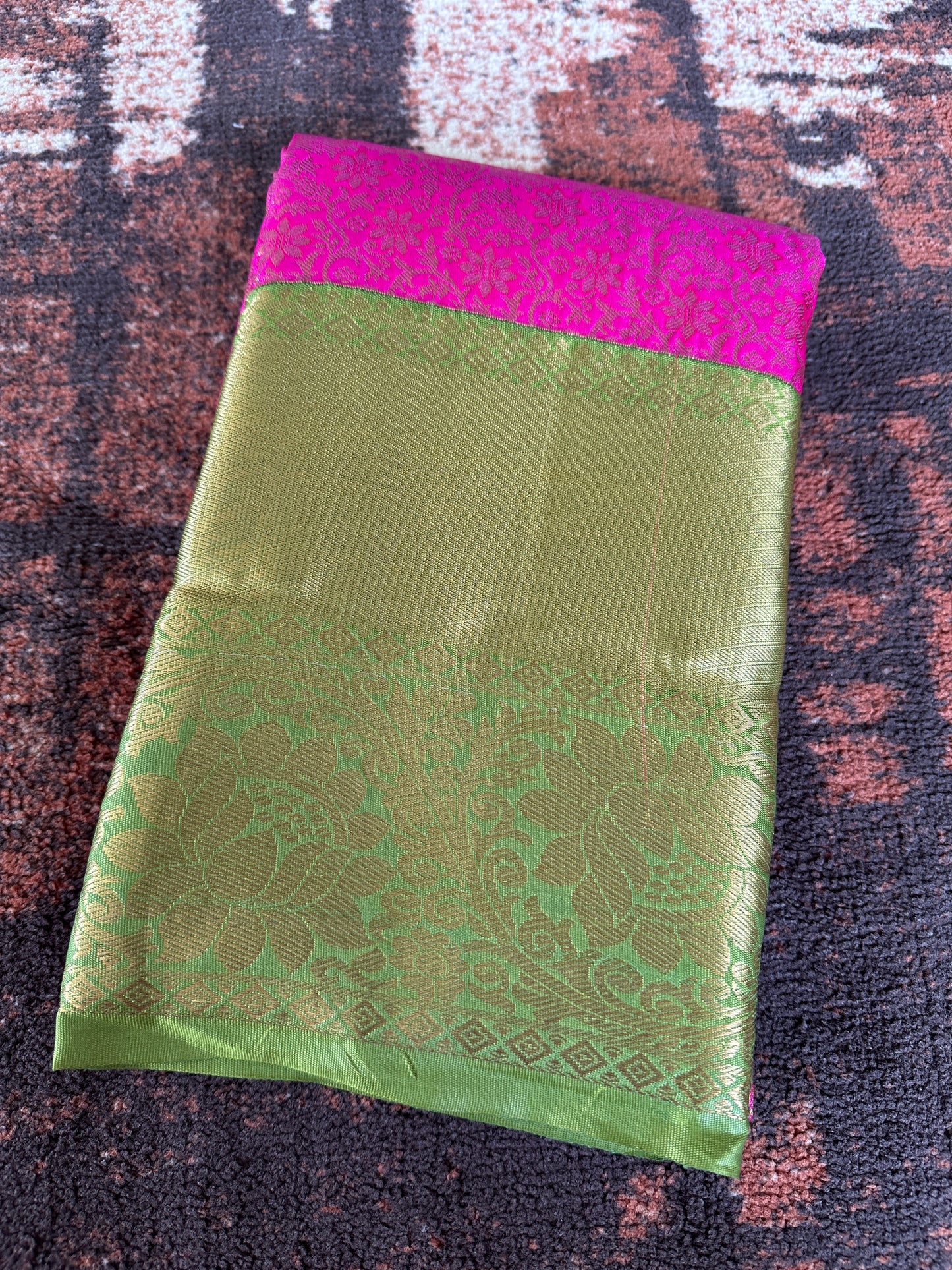 Pop pink x pistachio Tissue silk saree