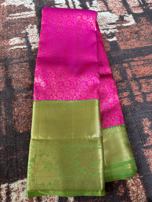 Pop pink x pistachio Tissue silk saree