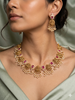 Square Ruby Lakshmi Guttapusalu necklace