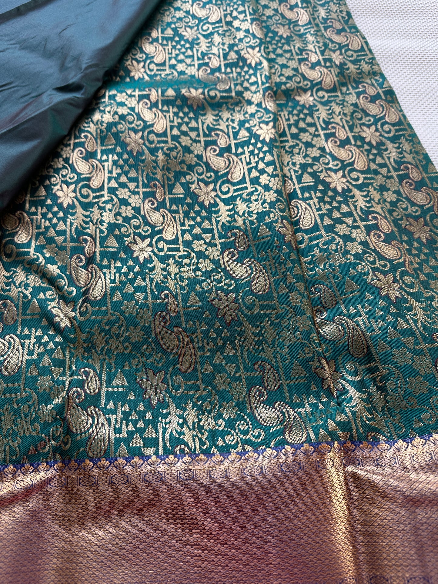 Peacock Blue Morah Tissue Silk Saree