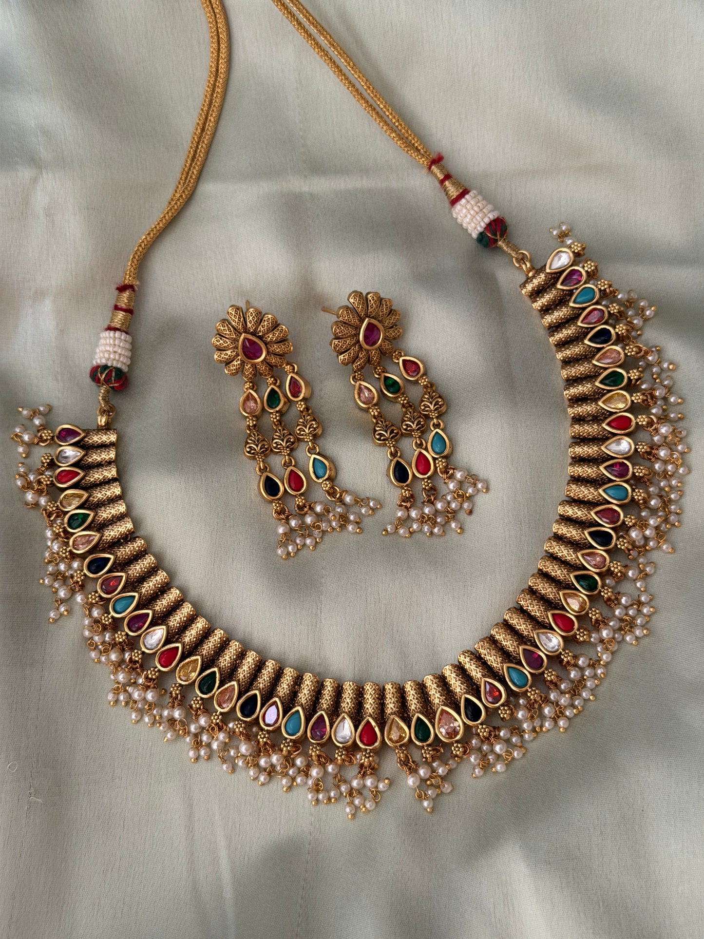 Navaratna Replica Guttapusalu Necklace