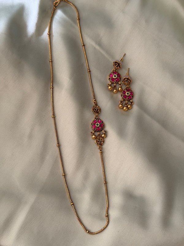 Jadau Flora Mugappu Chain