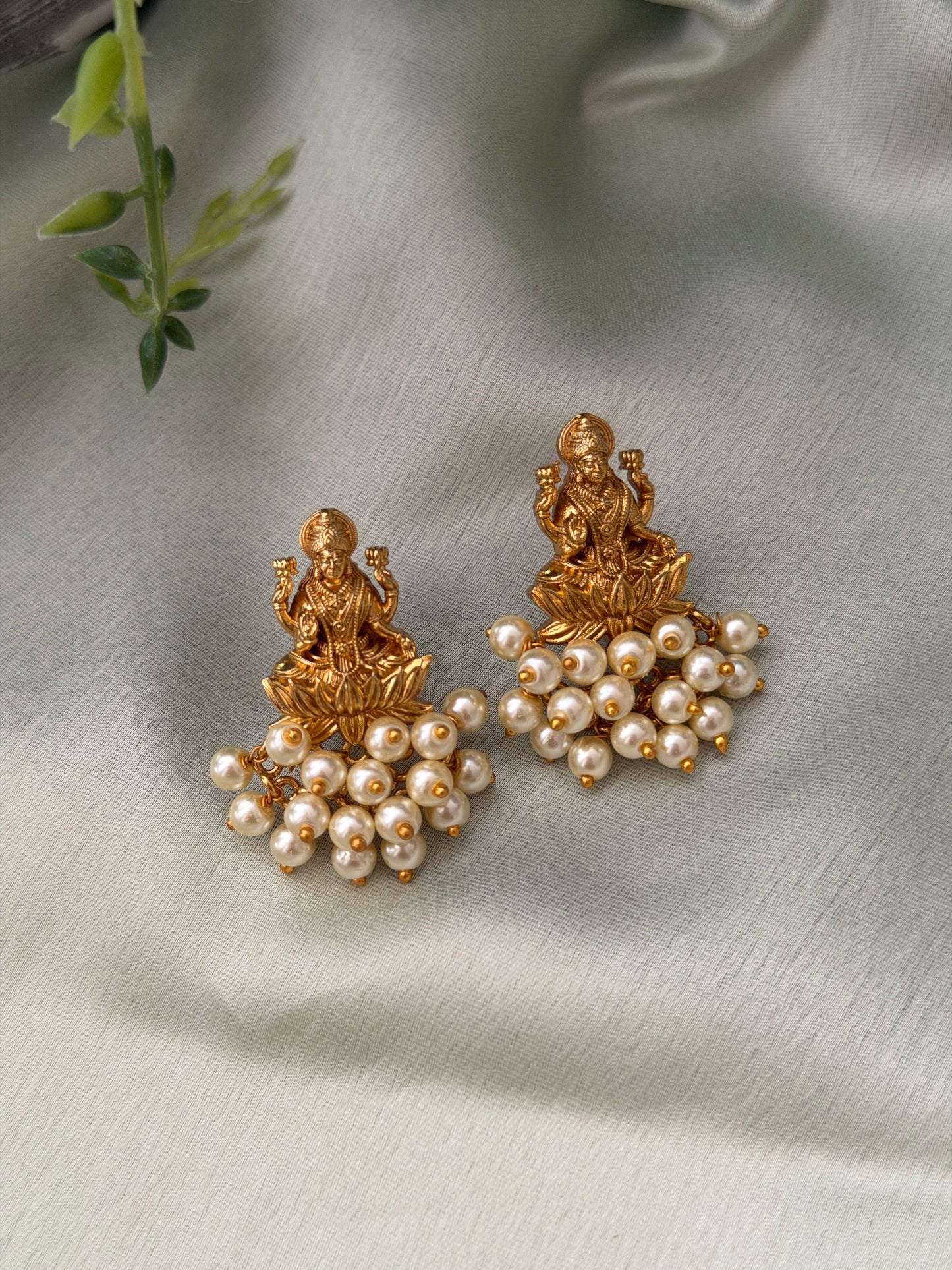 Brahmi Pearl Studs