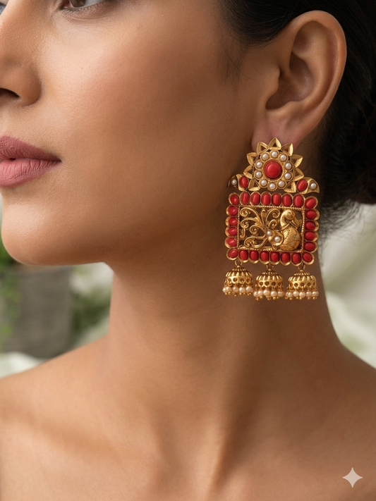 Square Azure Kempu Earrings