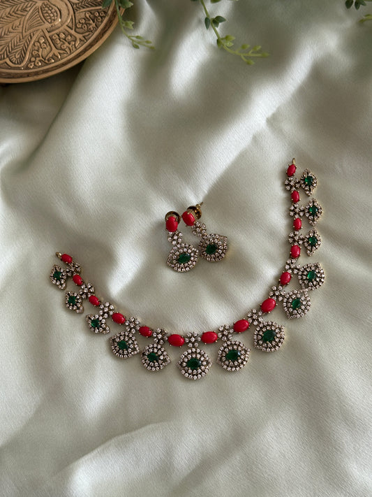 Evil Eye Coral x Emerald Necklace