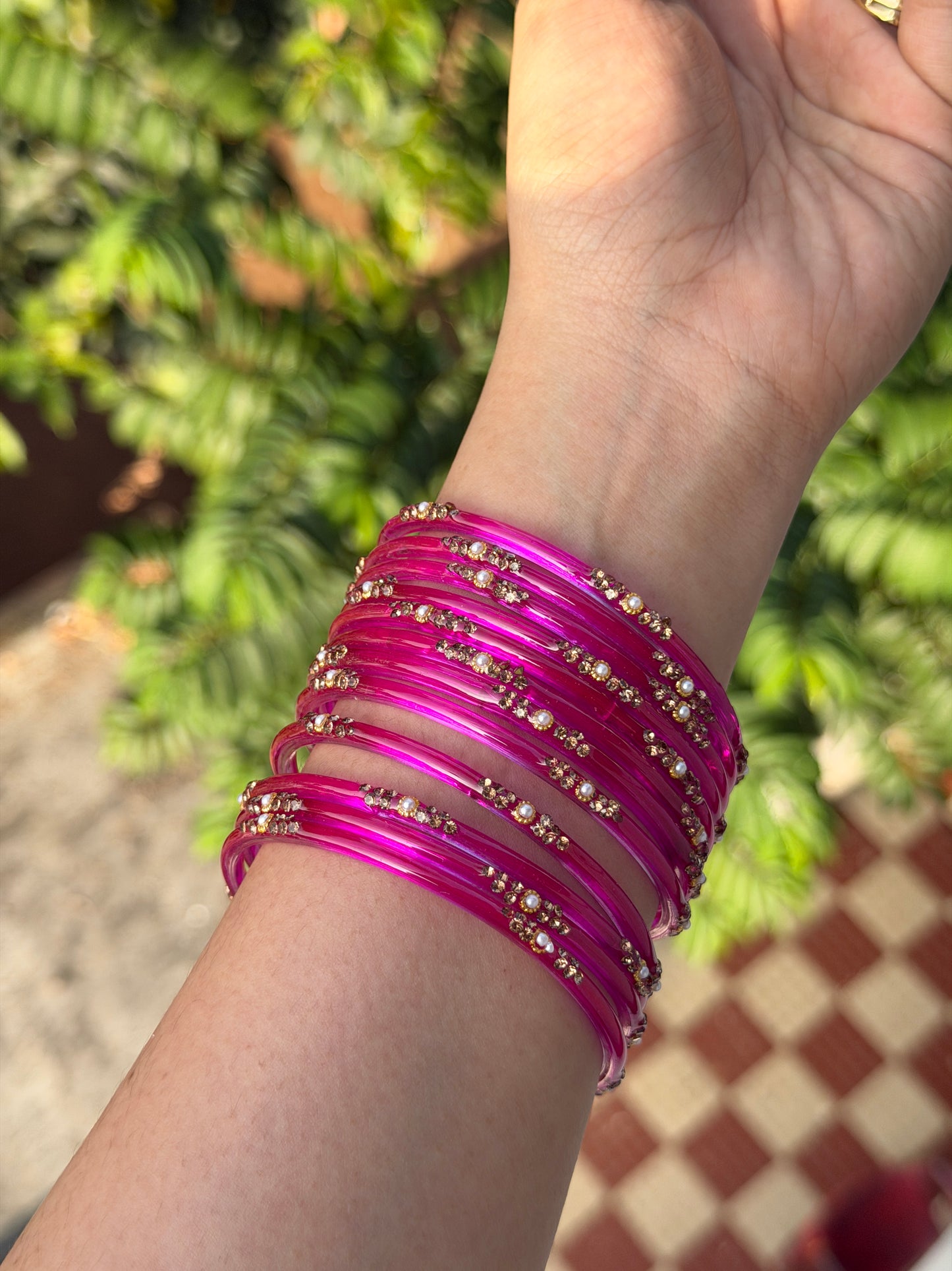 Pearl Glass Bangles